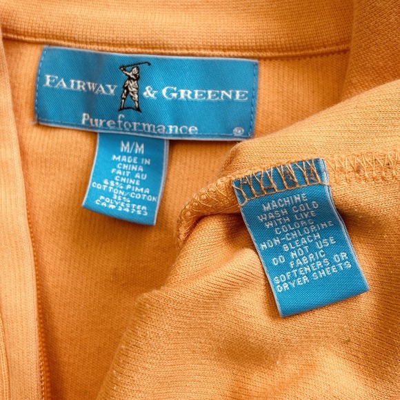 Fairway & Greene Pureformance Mens Large Sweatshirt Pima Cotton 1/4 Zip Orange - Picture 5 of 10
